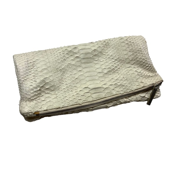 Elisabeth Weinstock Handbags - Elisabeth Weinstock White Python Fold Over Clutch